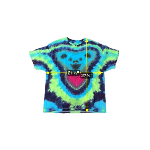 Tie-Dye Bear Face Heart Graphic Hanes ComfortSoft T-Shirt Grateful Dead Sz XL - Picture 6 of 8